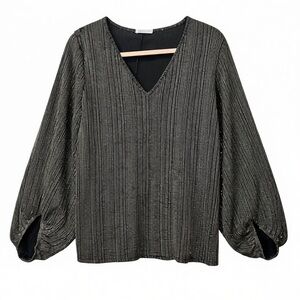 Spin Metallic Balloon Sleeve Top – Black & Gold – Size Large – Worn Once (EUC)